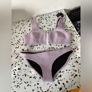 Lilac Zip-Front Bikini Set - Women Swim Bikini